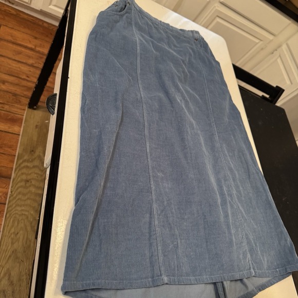 2 Mainstreet Blues Vtg Corduroy Full Skirt Sz 14 WP Cottagecore Pockets Blue Tan - Picture 4 of 10